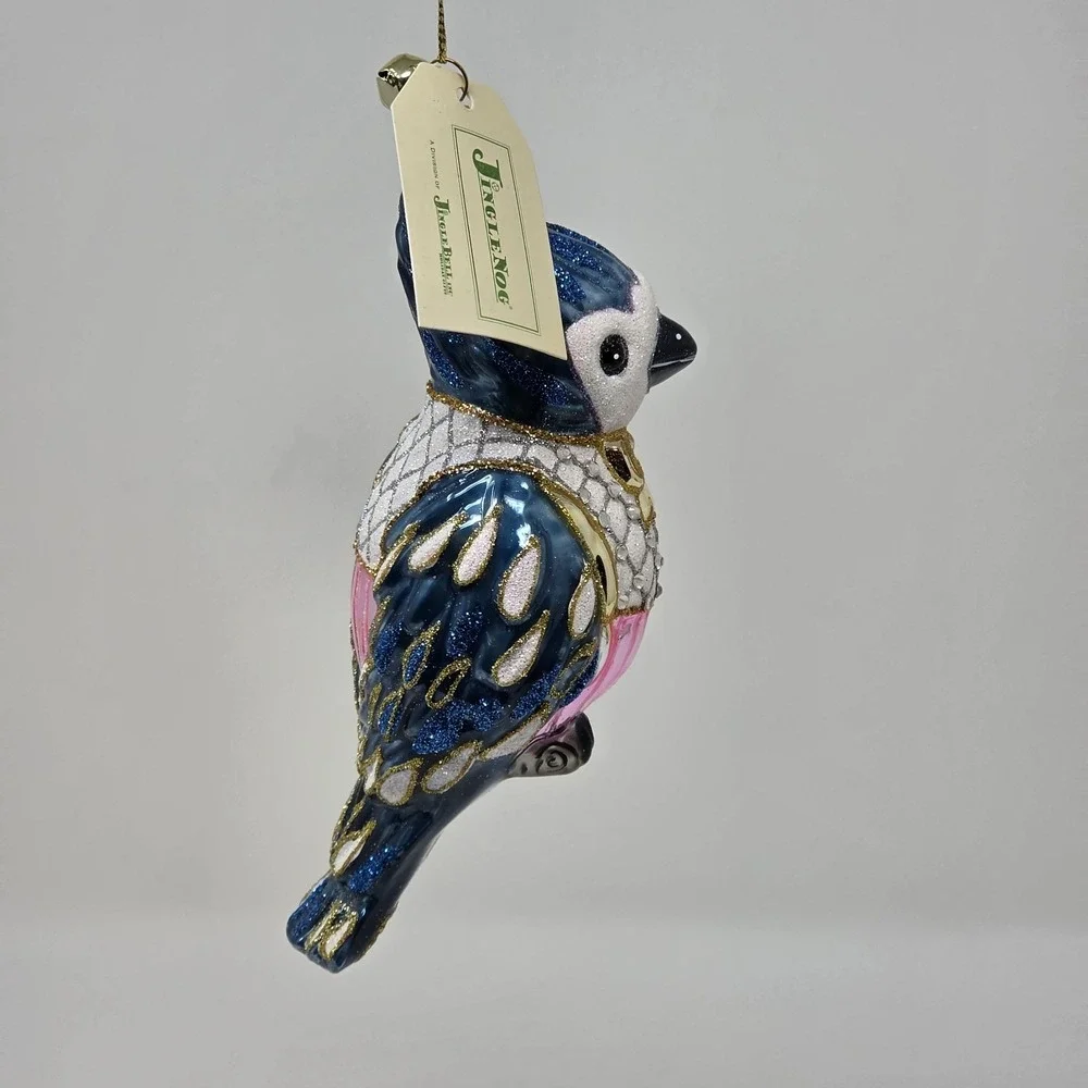 NIB JingleNog Marion Blue Bird Ornament #80689 Hand Blown & Painted in Poland